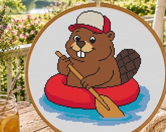 Arkansas Beaver Cross Stitch Pattern, Arkansas State PDF, Beginner Summer Beaver Pattern, Easy Water Wildlife Stitch, Pattern Keeper