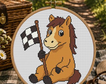 Indiana Horse Cross Stitch Pattern, Indiana Racing Horse PDF, Beginner Farm Pattern, Easy Equestrian Stitch, Pattern Keeper