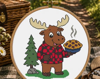 New Hampshire Moose Cross Stitch Pattern, New Hampshire State Animal PDF, Funny Beginner Moose Pattern, Woodland Gift, Pattern Keeper