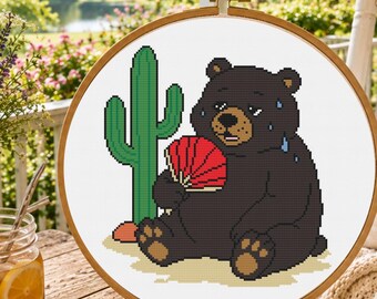 Arizona Black Bear Cross Stitch Pattern, Arizona State Animal PDF, Beginner Bear Pattern, Summer Heat Southwest Decor, Pattern Keeper