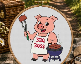 Missouri BBQ Pig Cross Stitch Pattern, Missouri State PDF, Easy Gift For BBQ Boss, Funny Pig Stitch, Barbecue Lover Gift, Pattern Keeper