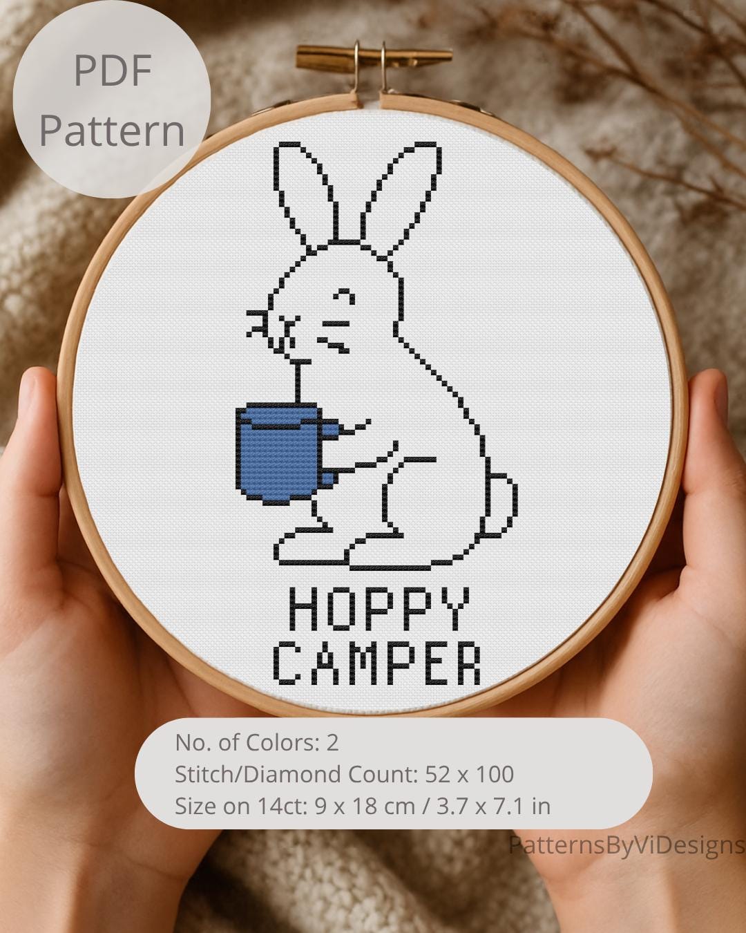 Hoppy Mini Mini Hoppy Camper Cross Stitch Pattern - Small Humor Cross Stitch ...