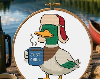 North Dakota Mallard Duck Cross Stitch Pattern, North Dakota State Bird PDF, Beginner Winter Duck Pattern, Cute Wildlife Gift,Pattern Keeper