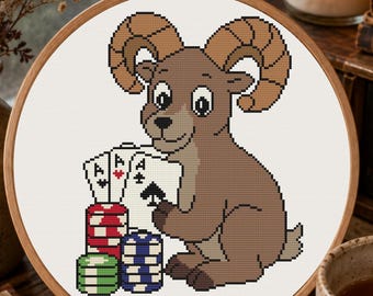 Nevada Desert Bighorn Sheep Cross Stitch Pattern, Funny Nevada State Animal PDF, Desert Wildlife Gift, Casino Stitch Design, Pattern Keeper