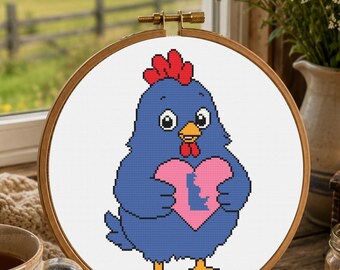 Delaware Blue Hen Chicken Cross Stitch Pattern, Delaware State Bird PDF, Beginner Chicken Pattern, Farm Bird Gift, Pattern Keeper