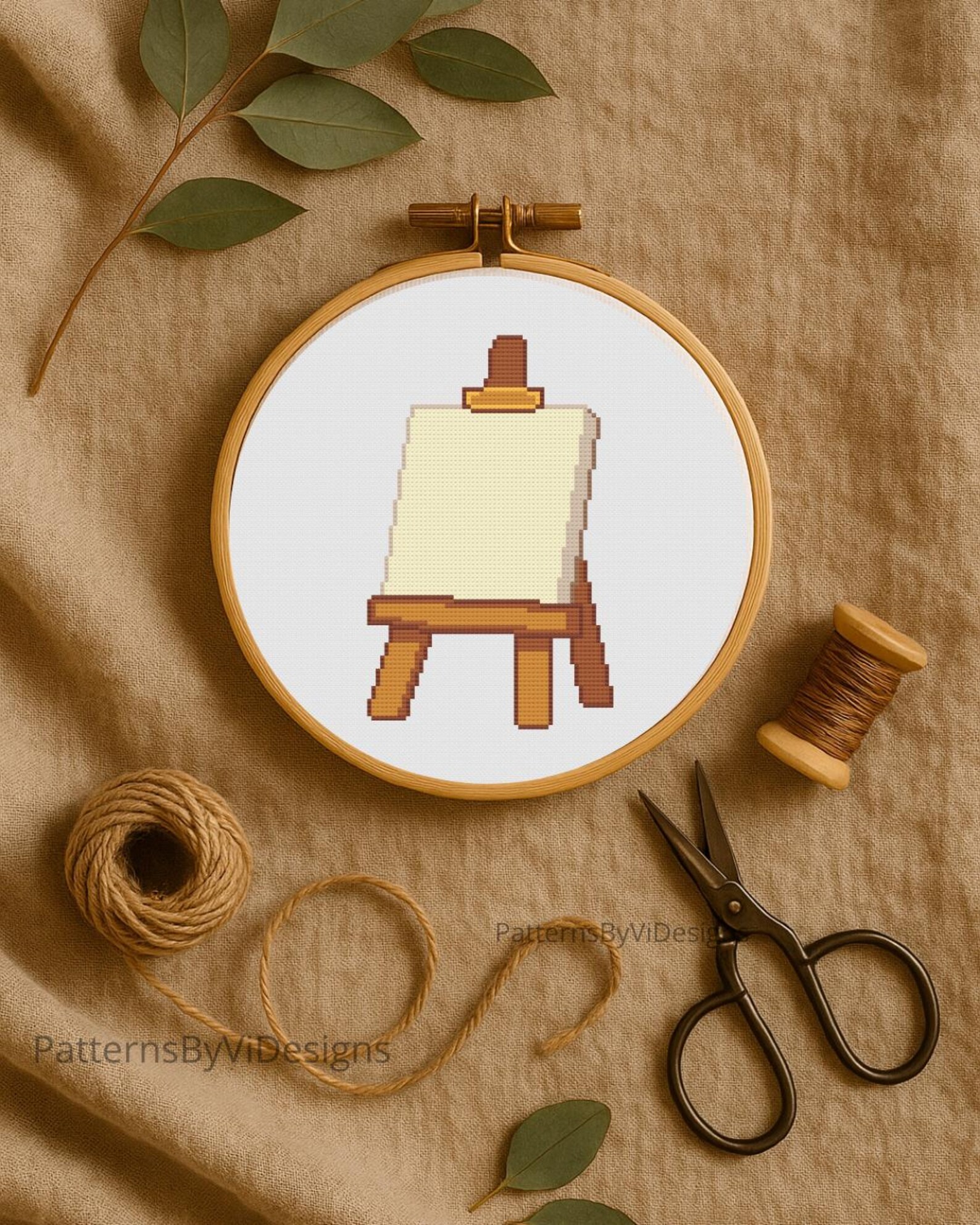 Mini Painter's Easel Cross Stitch Pattern - Cute Art Cross Stitch ...