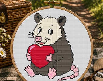Indiana Opossum Cross Stitch Pattern, Indiana State PDF, Beginner Wildlife Pattern, Easy Stitch For Opossum Lover, Pattern Keeper