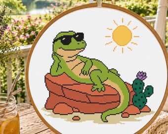 Arizona Desert Lizard Cross Stitch Pattern, Arizona State Animal PDF, Beginner Lizard Pattern, Summer Heat Southwest Decor, Pattern Keeper