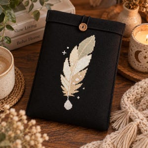 White Feather Cross Stitch Pattern, Boho Feather Embroidery Design PDF, Bird Lover Gift, Relaxing Needlework Chart,  Pattern Keeper