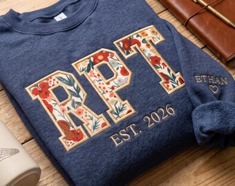 Personalized Embroidered RBT Sweatshirt, Custom Floral Registered Behavior Technician Sweater, RBT Graduation Gift, Nurse Appreciation Gifts