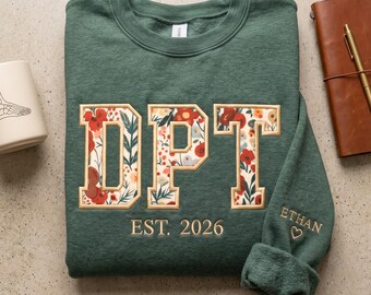 Personalized Embroidered DPT Quarter Zip Sweatshirt, Custom Physical Therapy Doctor Shirt Hoodie, PT Graduation Gifts