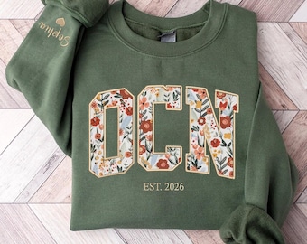 Embroidered Oncology Nurse Sweatshirts,Floral Cancer Nurse Sweatshirt,Oncology Nursing Sweaters, ONC Nurse Sweater,Peds Onc Nurse Sweatshirt