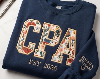 Custom Certified Public Accountant Embroidered Quarter Zip Sweatshirt, Personalized CPA Pullover, Accountant Gift, Finance Graduation Gifts