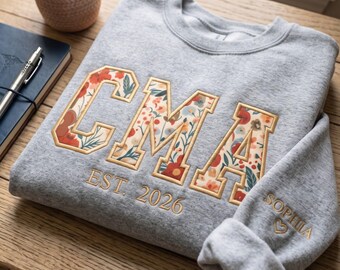 Custom Certified Medical Assistant Embroidered Quarter Zip Sweatshirt, Personalized CMA Pullover, Medical Assistant Gift, CMA Nurse Gifts
