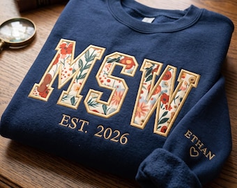 Personalized Embroidered Master of Social Work Quarter Zip Sweatshirt, Custom MSW Gift, New Social Worker Gift, MSW Grad GiftS