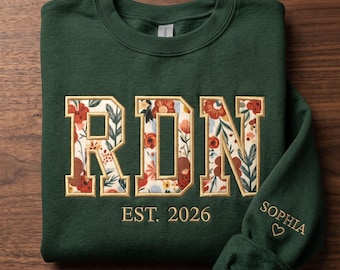 Custom Embroidered Registered Dietitian Nutritionist Quarter Zip Sweatshirt, Personalized RDN Zip Hoodie, Nutritionist, Licensed Dietitian