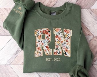 Custom Registered Nurse Sweatshirt, Embroidered Nurse Sweatshirt, RN Sweatshirt, Nurse Graduation Gift, Nurse Appreciation, Gift for Nurse