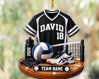 Adorno personalizado de voleibol, adorno navideño de jugador de voleibol 2026, adorno para árbol de voleibol, regalo de voleibol para niña, regalo de Navidad