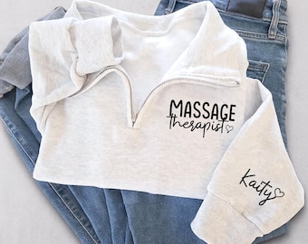 Personalized Massage Therapist Quarter Zip, Custom Massage Therapy LMT Shirt Sweatshirt Hoodie, Licensed Massage Therapist Gifts