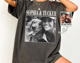 Custom Comfort Colors Vintage Pet Shirt Pet Photo + Name Custom Dog Portrait Personalized Shirt Custom T Shirts Cat Shirt 90's Tee
