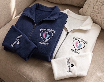 Embroidered Maternal Fetal Medicine Quarter Zip Fleece,Custom Ultrasound Tech Jacket,Personalized OBGYN Nurse Sweater,RDMS Sonographer Gift