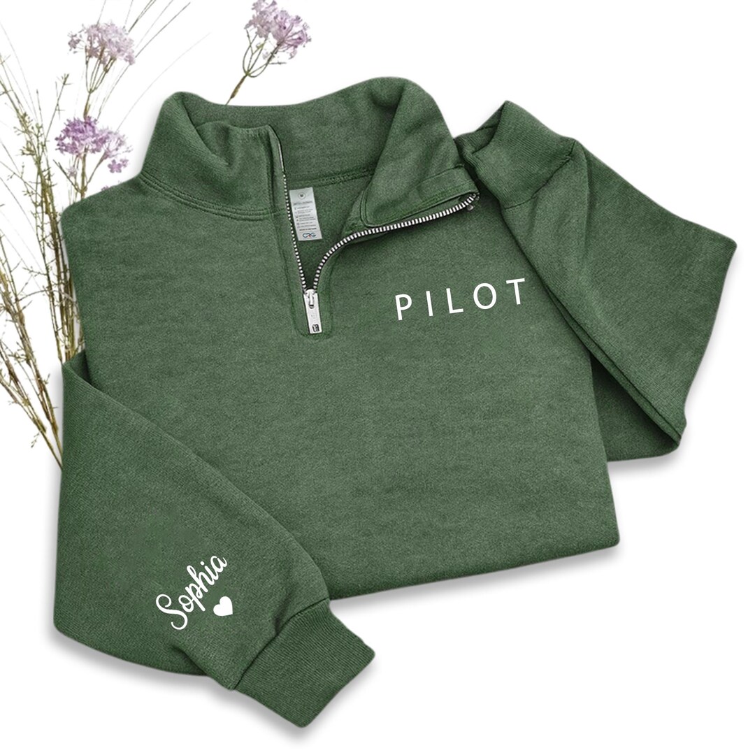 Personalized Pilot Zip Sweatshirt Custom Personalized Gift Pilot Sweat ...
