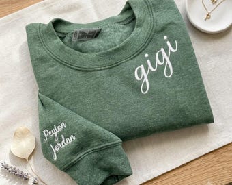 Personalized Gigi Sweatshirt, Custom Gigi Embroidered Sweatshirt, Custom Gigi Crewneck, Gift for Mama, Mothers Day Gifts, Mom Gifts