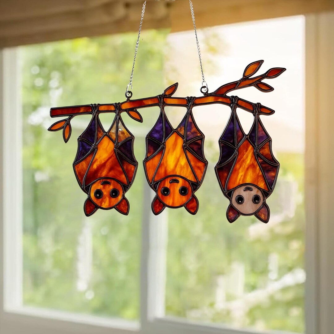 Bat Acrylic Window Decor, Bat Hanging Acrylic Suncatcher, Holographic ...