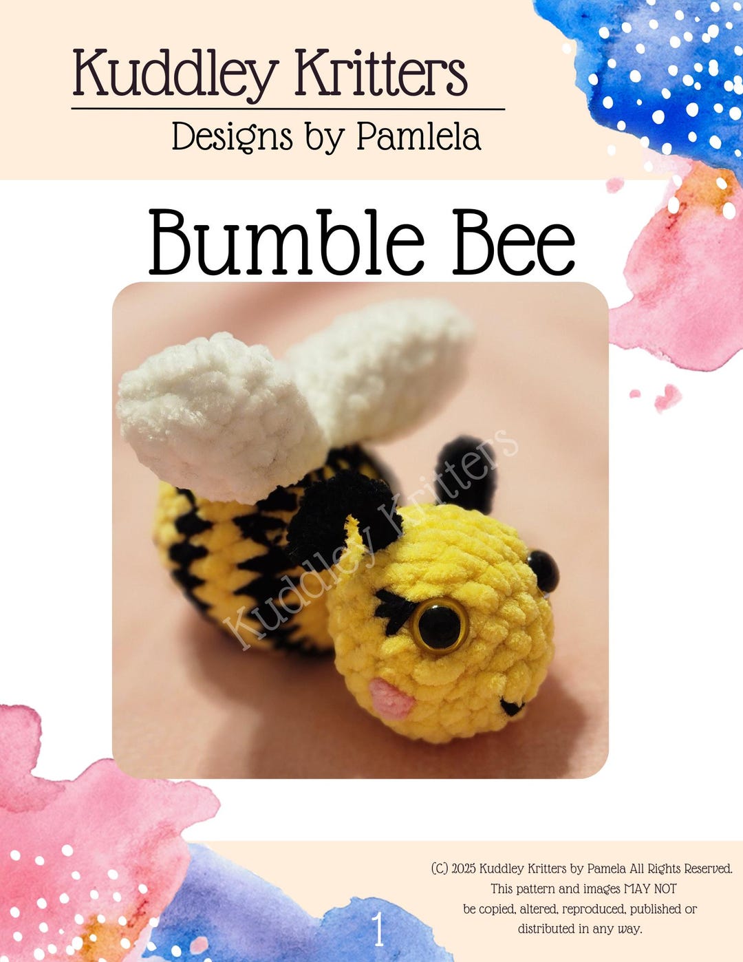 Crochet Bumble Bee PDF Pattern Amigurumi Plush Tutorial Kuddley ...