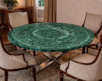Handcrafted Genuine Malachite Table Top, Luxury Green Gemstone Dining Table, Round Malachite Slab, Pietra Dura Inlay Furniture, Custom Table