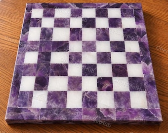 Scacchiera di lusso in ametista, scacchiera in marmo di cristallo viola, scacchiera in pietra fatta a mano, scacchiera da collezione, scacchiera di lusso, scacchiera unica