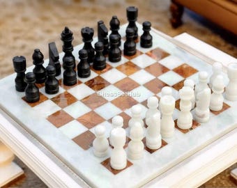 Handmade Marble and Wood Chess Set | Elegant Home Decor