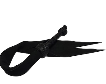 100% suède handgemaakte lange dubbele tong drakenstaart - zwart 70 cm (1 stuk)