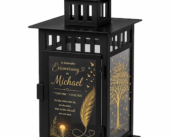 Personalized memorial lantern with engraving | Grave lantern | Mourning lantern | Memorial light | Grave light | Remembrance gift | Real glass