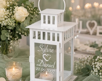 Lanterna nuziale personalizzata con incisione – nomi e data – regalo per matrimoni, anniversari di nozze d'argento e altre ricorrenze – 2 misure