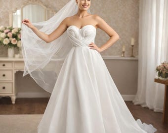 Ethereal Drop Veil - Barely There Blusher Veil for Modern Romantic Bride