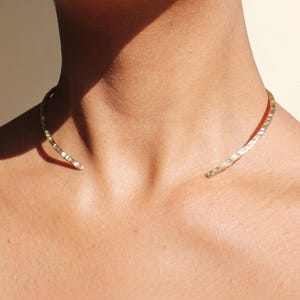 Golden Hammered Open Choker Cuff (14K Gold, Rose Gold, & Brass Options)