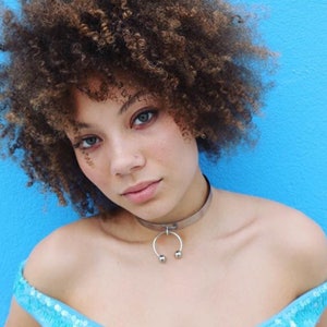 Silver Dangling Bull Ring Choker Necklace