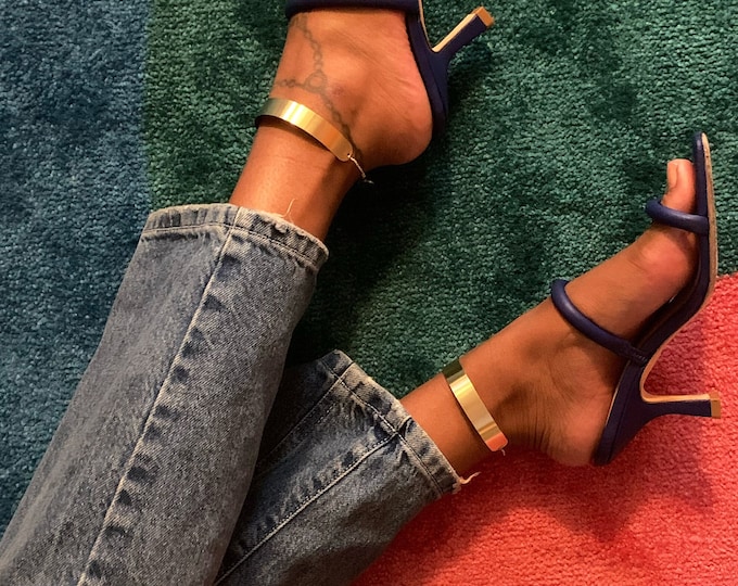 Thin Solid Gold-Tone Ankle Cuffs PAIR