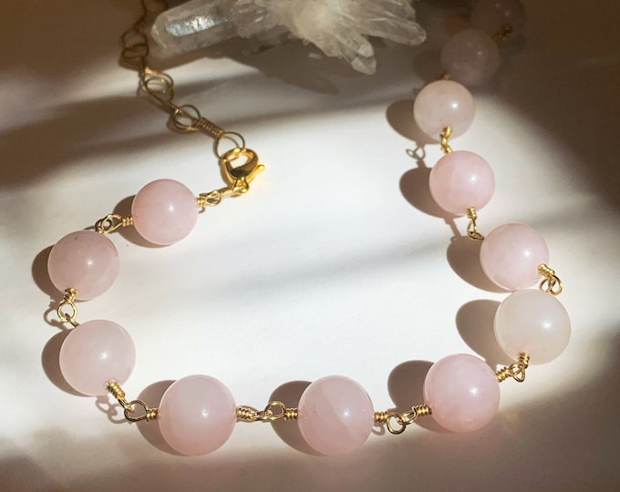 Cotton Candy Rose Quartz Necklace * Gold, Silver, Brass Options * Long or Short Length