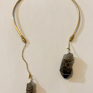 INTERCHANGEABLE Crystal Open Choker w/ Brass & 14k Gold Fill Quartz Amethyst Smoky Quartz image 6