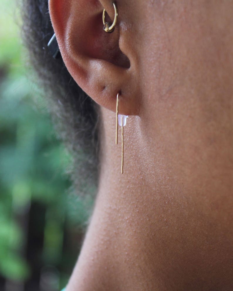 14K Gold Minimal Earrings image 3