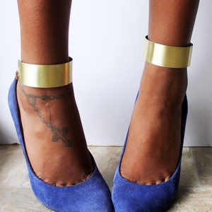 Gold Solid Band Ankle Cuffs (Pair)