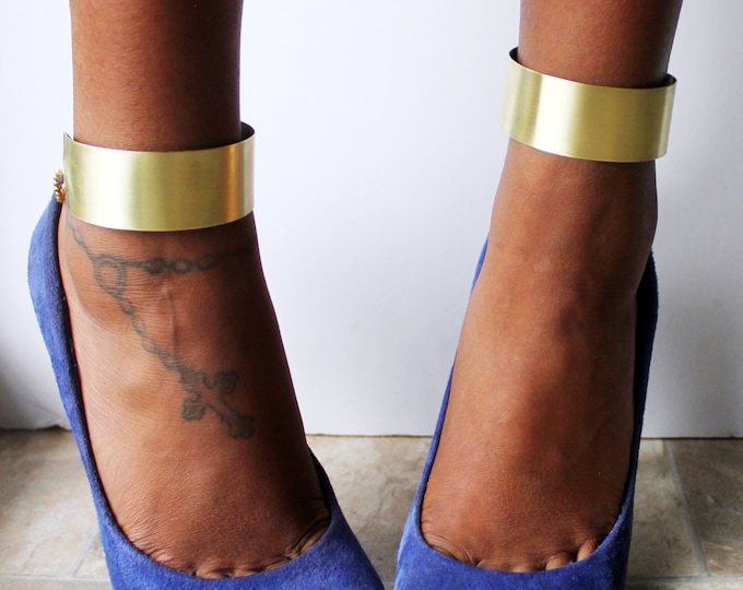 Gold Solid Band Ankle Cuffs (Pair)