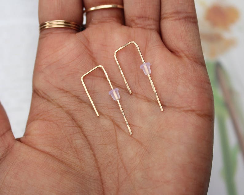 14K Gold Minimal Earrings image 2