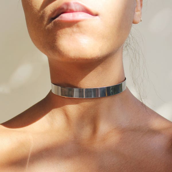 90's Style Thin Silver Choker