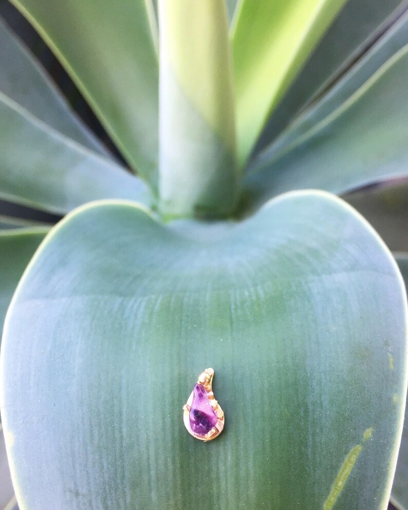 Amethyst Crystal Bindi Brass & Silver Options Reusable Forehead Jewel Hand Forged image 3