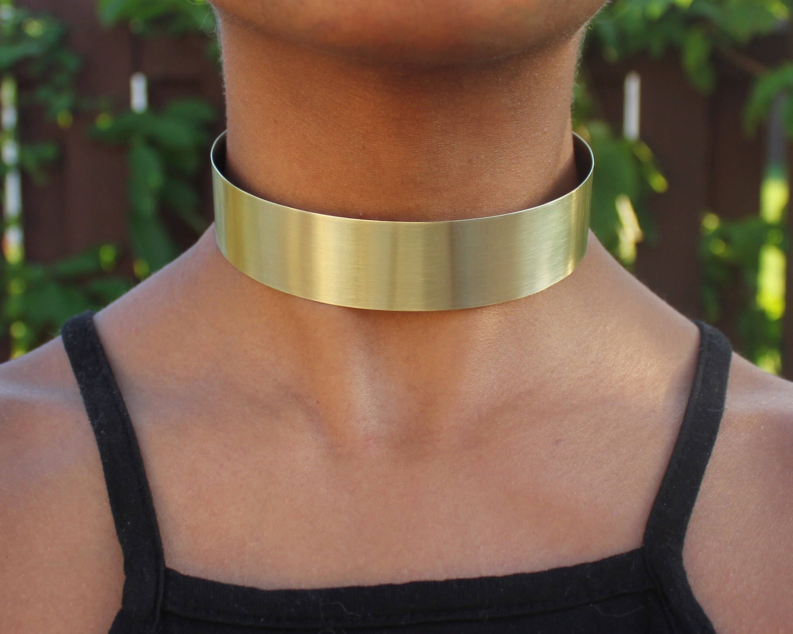 90's Style Metal Choker Necklace gold Tone Brass Etsy