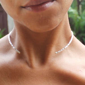 Sterling Silver Hammered Open Choker Cuff
