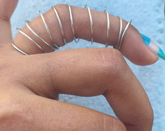 Full Finger Coil Ring in Sterling Silver